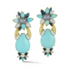 David Webb Earrings*Asheville Earrings, Hammered 18K Gold, Turquoise, Diamonds