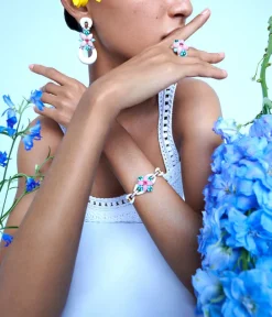 David Webb Earrings*Asheville Earrings, White Enamel, Pink Opal, Diamonds