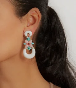 David Webb Earrings*Asheville Earrings, White Enamel, Pink Opal, Diamonds