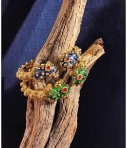 David Webb Bracelets*Baby Frog Bangle, Royal Blue Enamel, Ruby