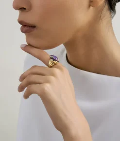 David Webb Rings*Baby Frog Ring, Purple Enamel