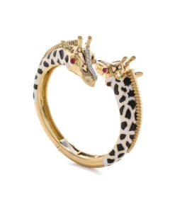 David Webb Bracelets*Baby Giraffe Bangle, Black Enamel with Ruby Eyes