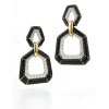 David Webb Earrings*Bamboo Earrings, Black Enamel