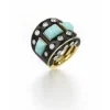 David Webb Rings*Bastille Ring, Turquoise, Black Enamel