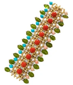David Webb Bracelets*Brocade Bracelet, Peridot, Coral, Turquoise