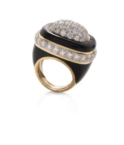 David Webb Rings*Cabana Ring, Black Enamel