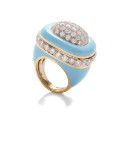 David Webb Rings*Cabana Ring, Light Blue Enamel
