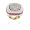 David Webb Rings*Cabana Ring, White and Pink Enamel