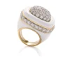 David Webb Rings*Cabana Ring, White Enamel