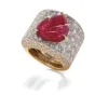 David Webb Rings*Carved Ruby Leaf Ring