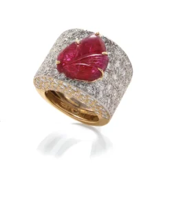 David Webb Rings*Carved Ruby Leaf Ring