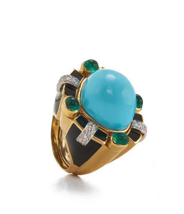 David Webb Rings*Caviar Turquoise Ring