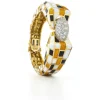 David Webb Bracelets*Checkerboard Bracelet, Yellow and White Enamel