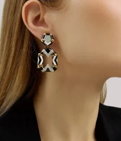 David Webb Earrings*Chevron Pentagon Earrings