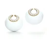 David Webb Earrings*Crescent Moon Earrings, White Enamel