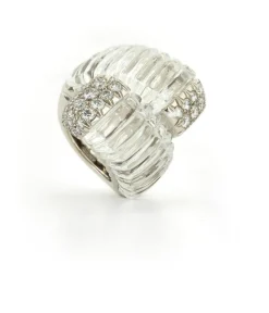 David Webb Rings*Crossover Ring with Vertical Fluting, Crystal