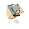 David Webb Rings*Cubist Zebra Stripe Ring, Light Blue