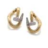 David Webb Earrings*Diamond Bent Nail Earrings, Hammered 18K Gold