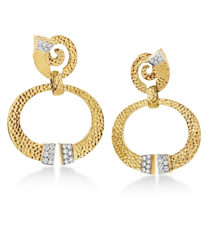 David Webb Earrings*Diamond Hoop Nail Earrings