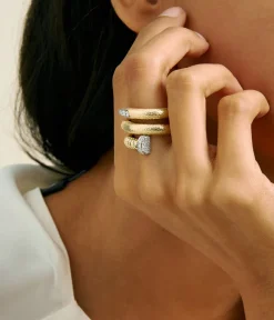 David Webb Rings*Diamond Nail Ring, Hammered 18K Gold