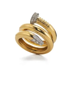 David Webb Rings*Diamond Nail Ring, Polished 18K Gold
