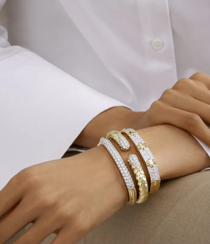 David Webb Bracelets*Diamond Stitch Bangle