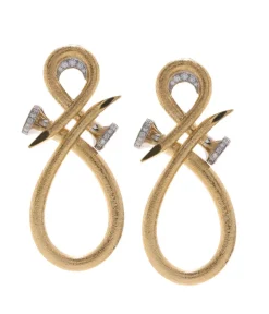 David Webb Earrings*Diamond Tip Infinity Nail Earrings, Hammered 18K Gold