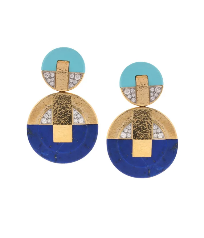 David Webb Earrings*Discus Earrings, Lapis Lazuli and Turquoise