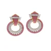 David Webb Earrings*Doorknocker Earrings, Pink Enamel