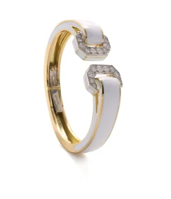 David Webb Bracelets*Double Buckle Bracelet, White Enamel