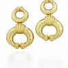David Webb Earrings*Double Celtic Crescent Earrings, Hammered Gold