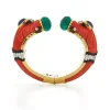 David Webb Bracelets*Double Chimera Bracelet, Coral and Emerald