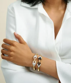David Webb Bracelets*Double Diamond Bracelet, Black Enamel