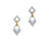 David Webb Earrings*Double Diamond Drop Earrings, White Enamel