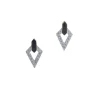 David Webb Earrings*Double Diamond Stud Earrings, Black Enamel