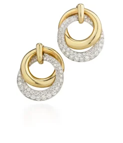 David Webb Earrings*Double Hoop Earrings, Polished Gold