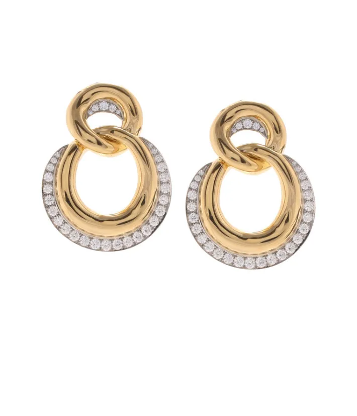 David Webb Earrings*Double Link Earrings, Polished 18K Gold
