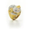 David Webb Rings*Double Scroll Step Ring, Diamonds