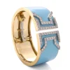 David Webb Bracelets*Electra Cuff, Light Blue Enamel
