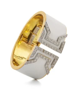 David Webb Bracelets*Electra Cuff, White Enamel