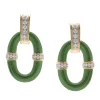 David Webb Earrings*Enamel Oval Link Earrings, Green
