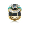 David Webb Rings*Facet Ring, Turquoise, Black Enamel
