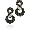 David Webb Earrings*Fancy Hoop Earrings, Black Enamel