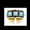 David Webb Bracelets*Five Stone Bastille Cuff, Turquoise, Black Enamel