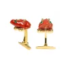 David Webb Cuff Links*Frog Cuff Links, Carved Coral