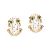 David Webb Earrings*Frog Earrings, White Enamel