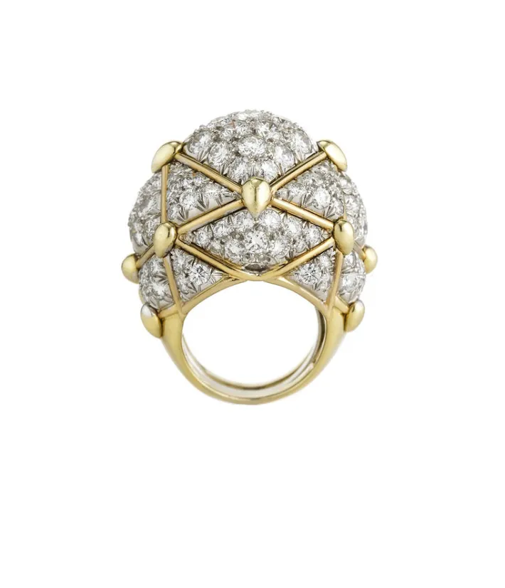 David Webb Rings*Geodesic Dome Ring, Diamonds