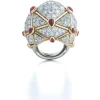David Webb Rings*Geodesic Dome Ring, Rubies, Diamonds