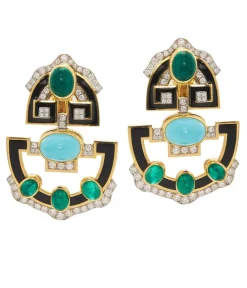 David Webb Earrings*Helena Scroll Drop Earrings