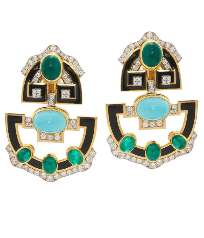 David Webb Earrings*Helena Scroll Drop Earrings